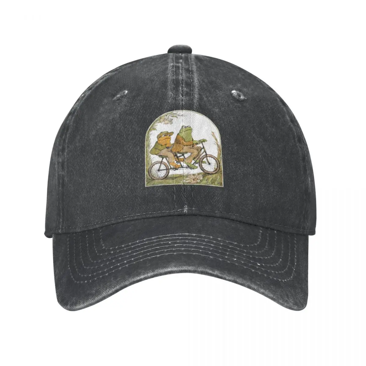 Frog and Toad On A Bicycle Cowboy Hat Military Cap Man Trucker Hat Women's Golf Clothing Men's