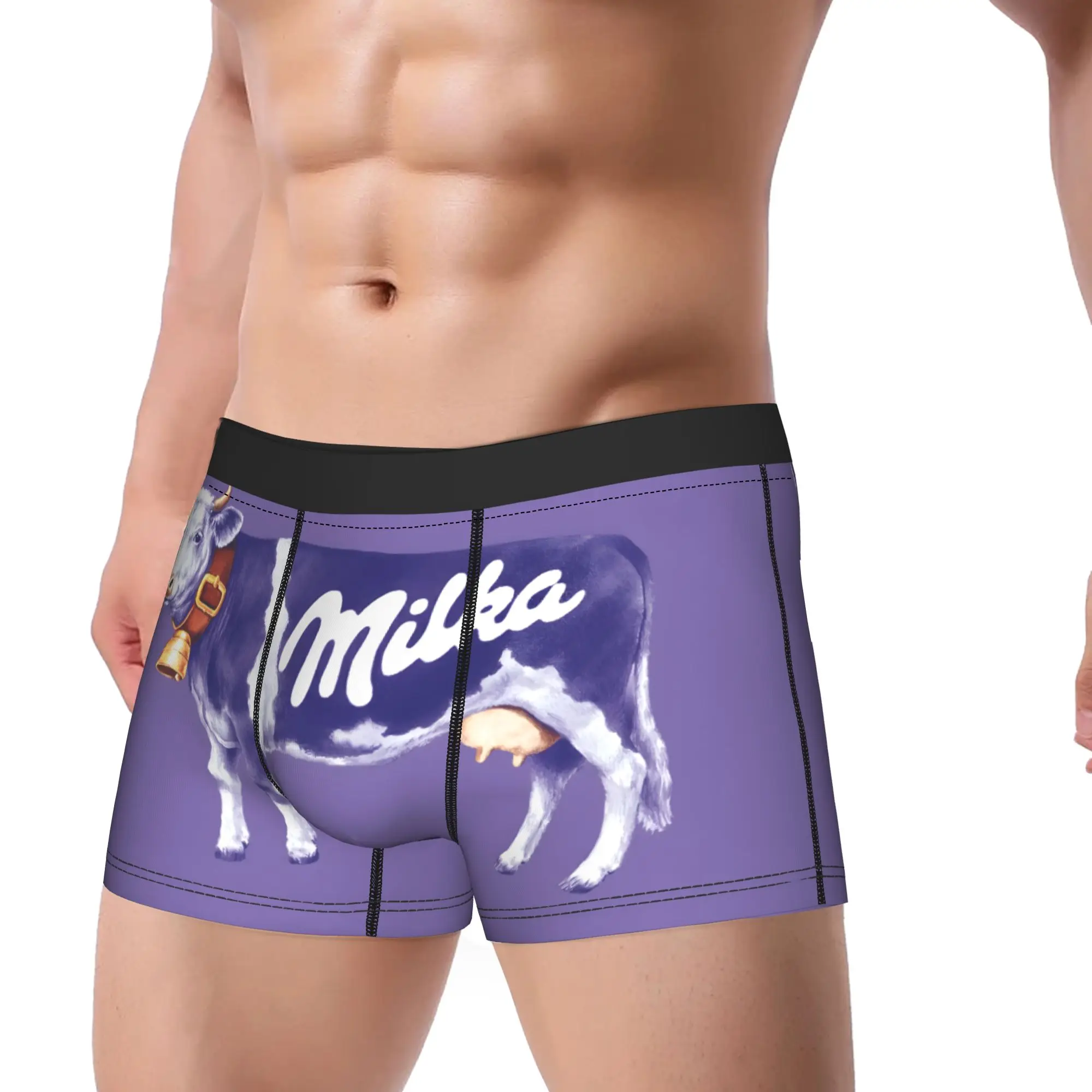 1piece Purple Cow Milk Chocolate Underpants Breathbale Panties Male Underwear Comfortable Shorts