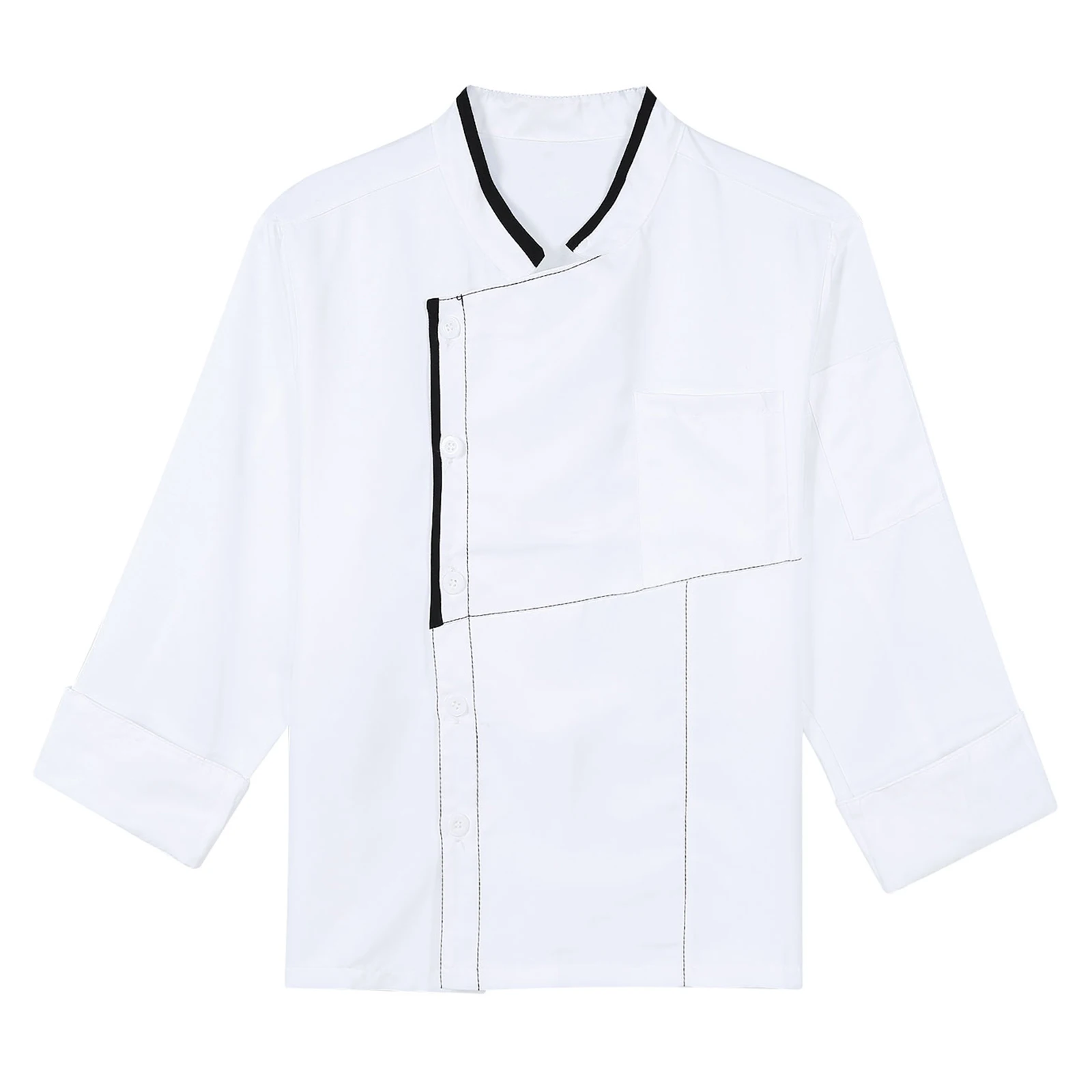 Mens Womens Unisex Chef Coat Jacket Kitchen Restaurant Cooking Work Chef Uniform Cook Tops with Pockets for Restaurant Baking