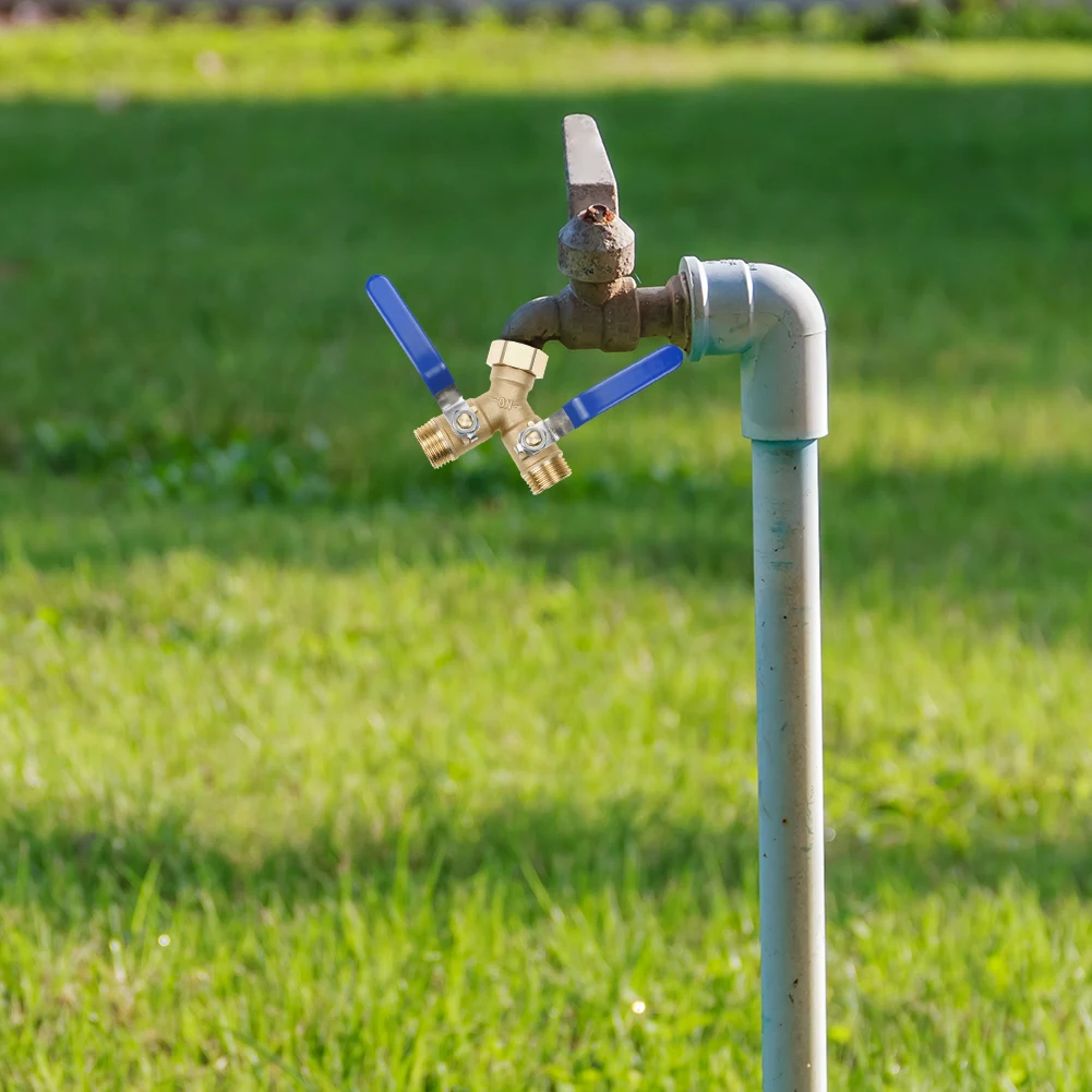 

Разветвитель шланга с резьбой 3/4 дюйма, адаптер для садового шланга с полным потоком, латунный соединитель для шланга с длинной ручкой для садового газона