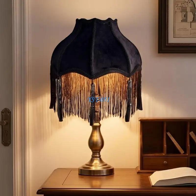 E15A Multipurpose Tassels Pendant Lamps Shade Fabric Texture Fashion Lighting Decors for Cozy Living Room Bedroom Decorating