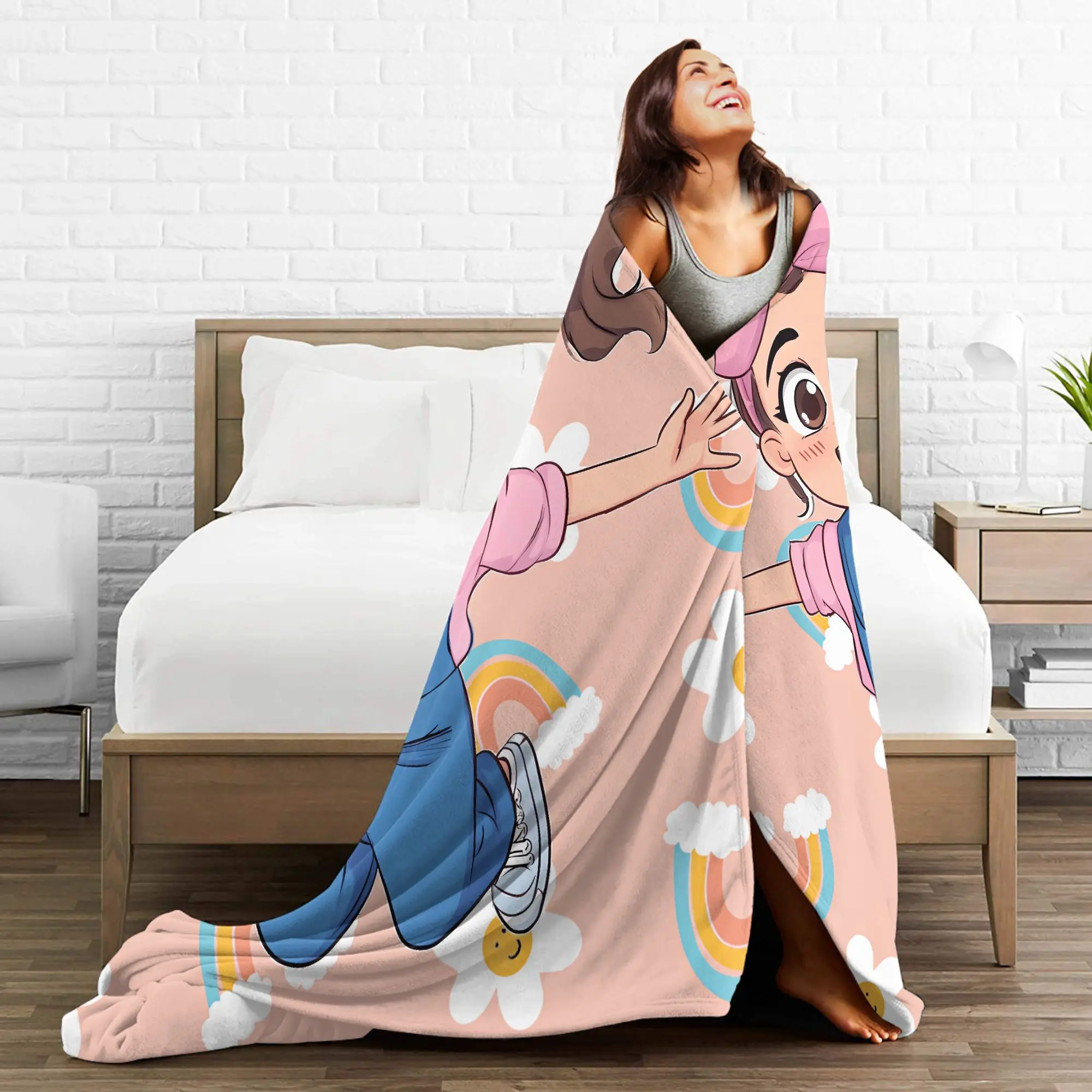 بطانية ملكة جمال راشيل عالية الجودة دافئة وناعمة رمي بطانية ربيعية للأطفال في غرفة المعيشة مفرش سرير أنيق