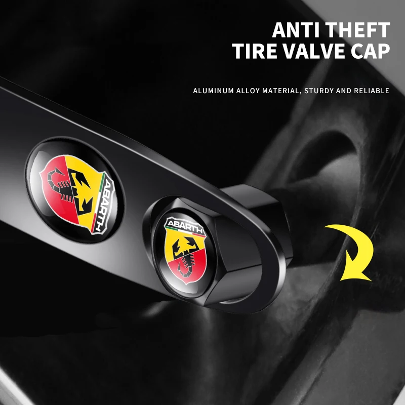 Car Wheel Tire Valve Stems Cap With Keychain Keyring Badge For Abarth Chevrolet Seat MINI Alfa Romeo Honda Jaguar Ford JEEP view 2