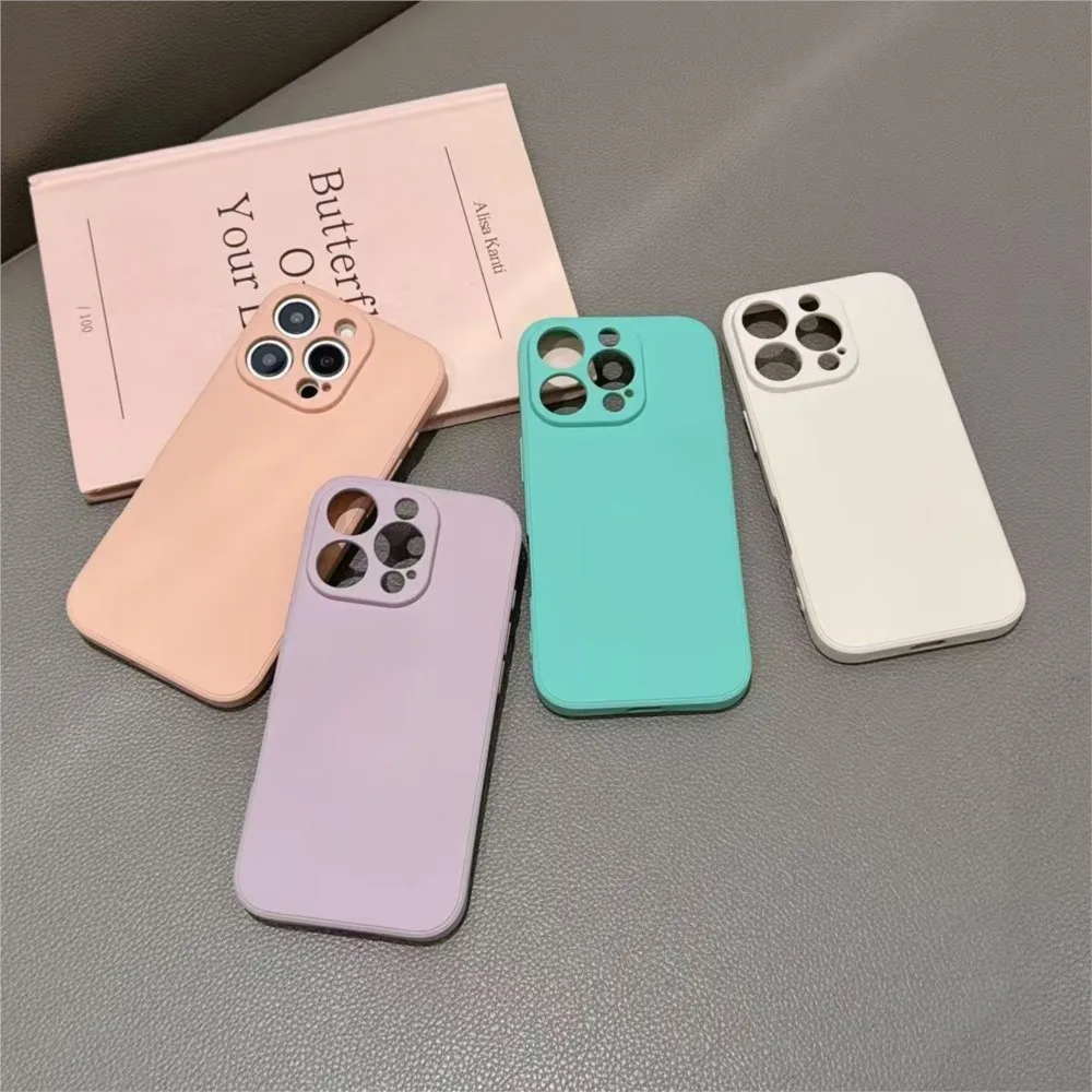 Bonbonfarbene Silikon-Handyhülle für iPhone 11 12 13 mini 14 15 16 Plus 17 Pro Max 16e 17e Air Cover Stoßfeste Schutzhülle