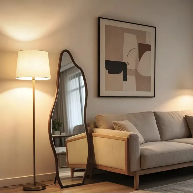 for Rental House Retro Nordic Style Irregular Full Body Mirror Home Living Room Floor Mirror Bedroom Fitting Mirror