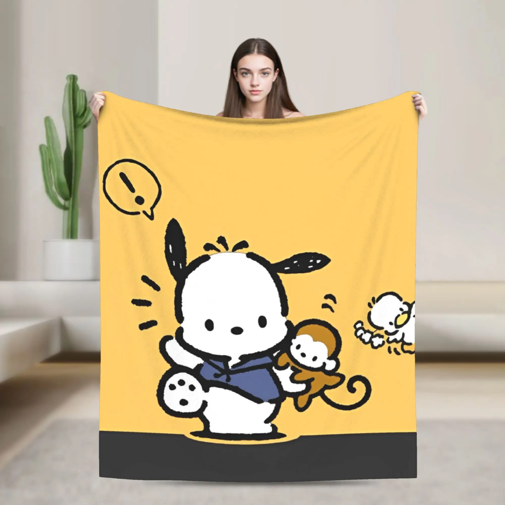 

Kawaii Pochacco Blankets Cartoon Dog Flannel Novelty Soft Throw Blankets for Bed Sofa Spring Autumn