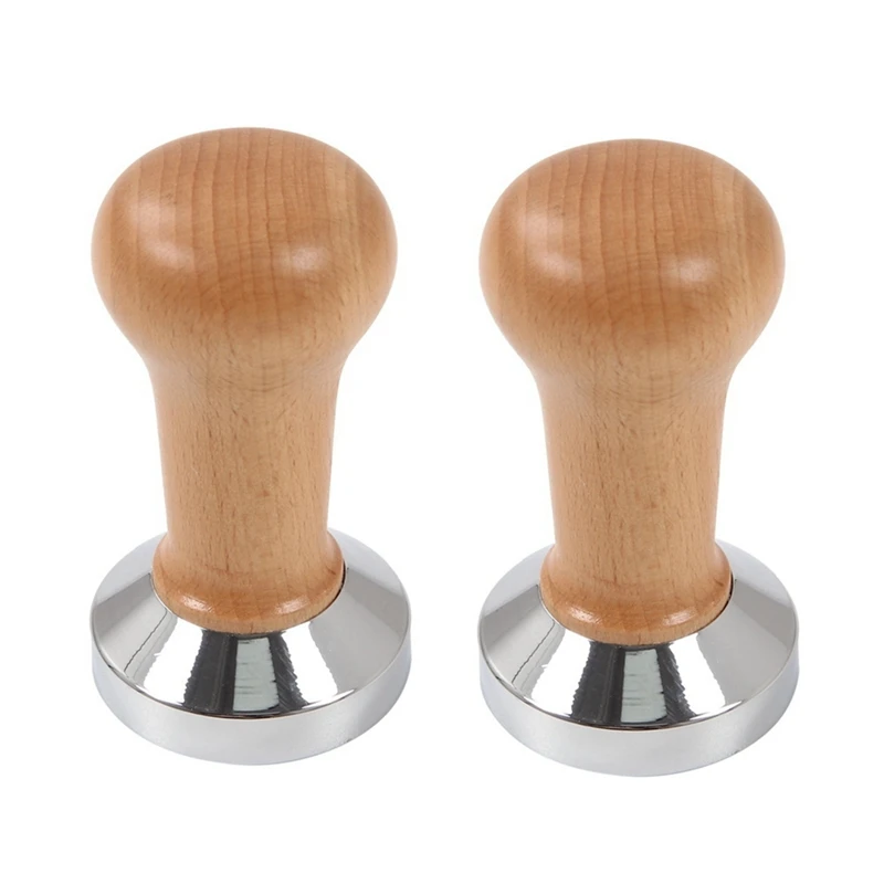 

2X Coffee Tamper Wooden Handle Barista Espresso Machine Grinder 51Mm For Coffee And Espresso Powder Hammer Wood Color