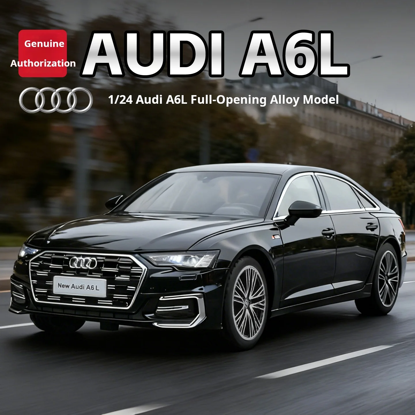 

1/24 Audi A6L Simulation Alloy Car Model Children's Toy Car Gift for Boys Sedan Ornament Light & Sound Collectible Decoration
