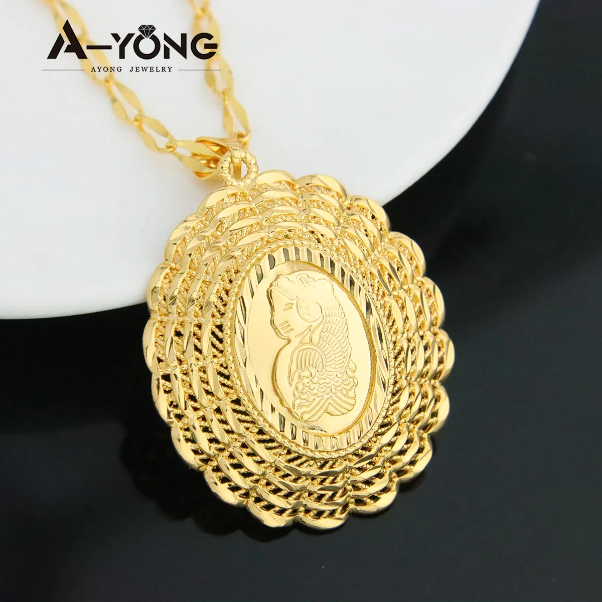 Fashion Arab Gold Color Pendants 18k Gold Plated Punk Hip Hop Big Pendant for Womens Mens Creativity Party Jewelry Gifts