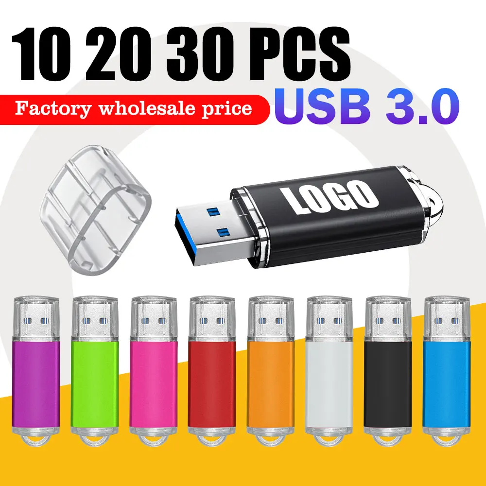 

10/20/30 шт. 3,0 USB-накопитель 64 ГБ, металлический флэш-накопитель, 8 ГБ, 16 ГБ, 32 ГБ, 128 ГБ, высокоскоростные USB-накопители для компьютера