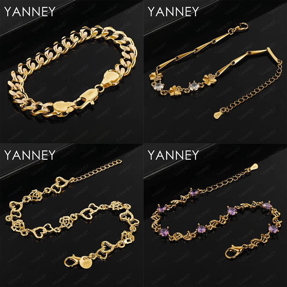 

Fashion 925 sterling silver 18K gold exquisite four-leaf clover zircon bracelet women's party gift jewelry accessories