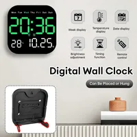 New Electronic Digital Wall Clocks Temperature Date Week Dispaly Table Clock 12/24H Wall-mounted LED Alarm Clock Remote Control