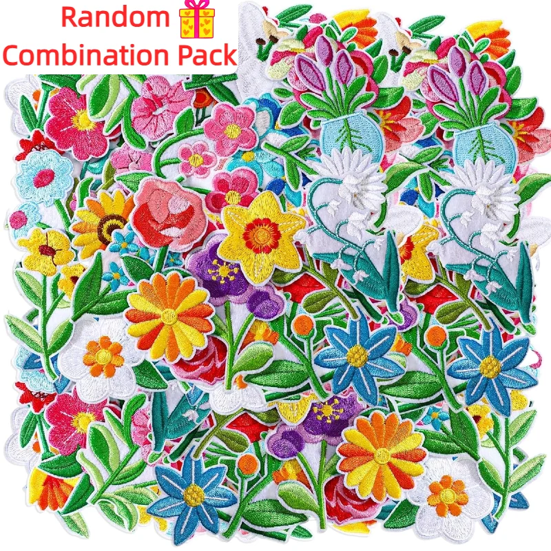 10/20/30/40/50pcs Random Mixed Flower Animal Embroidery Patches, Iron on Lot for Clothing Bulk Wholesale Sewing Supplies