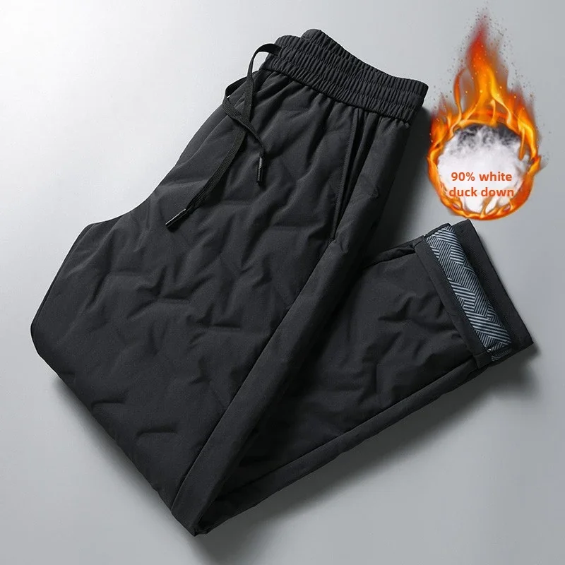 2024 Winter New 90% White Down Pants Men Thickened Warm Waterproof Casual Trousers Man Duck Down Padded Sweatpants Male Clothing