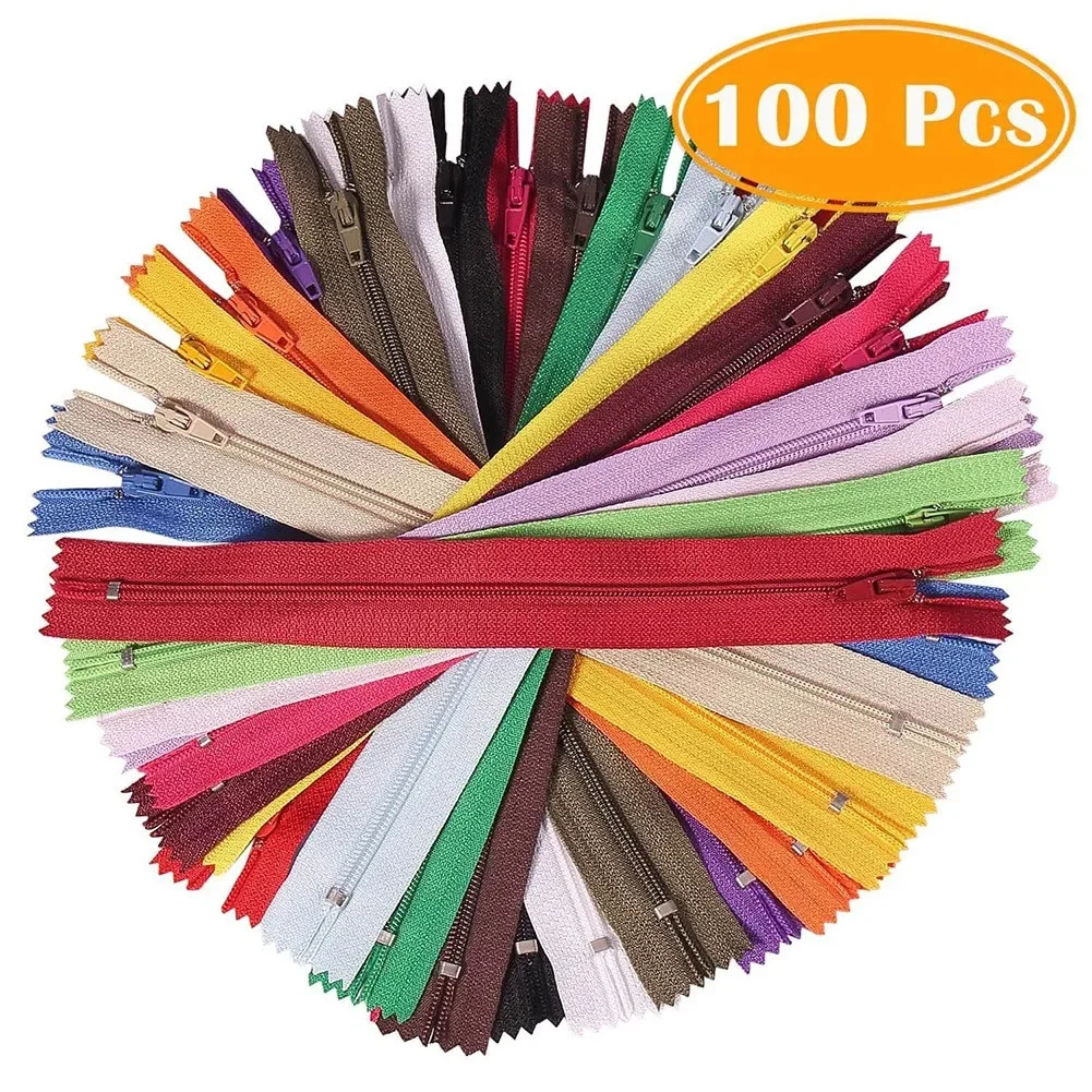 100 pz 20/30 cm cerniera in Nylon per abbigliamento tasca pantaloni processo chiusura lampo colore estremità fai da te artigianato panno accessori