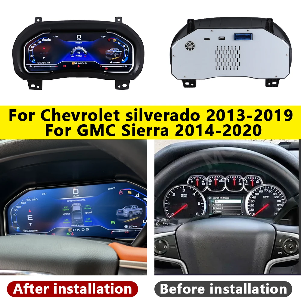 

12.3 LCD Dashboard For Chevrolet silverado 2013-2019 For GMC Sierra Car Digital Cluster Virtual Cockpit Instrument Speedometer
