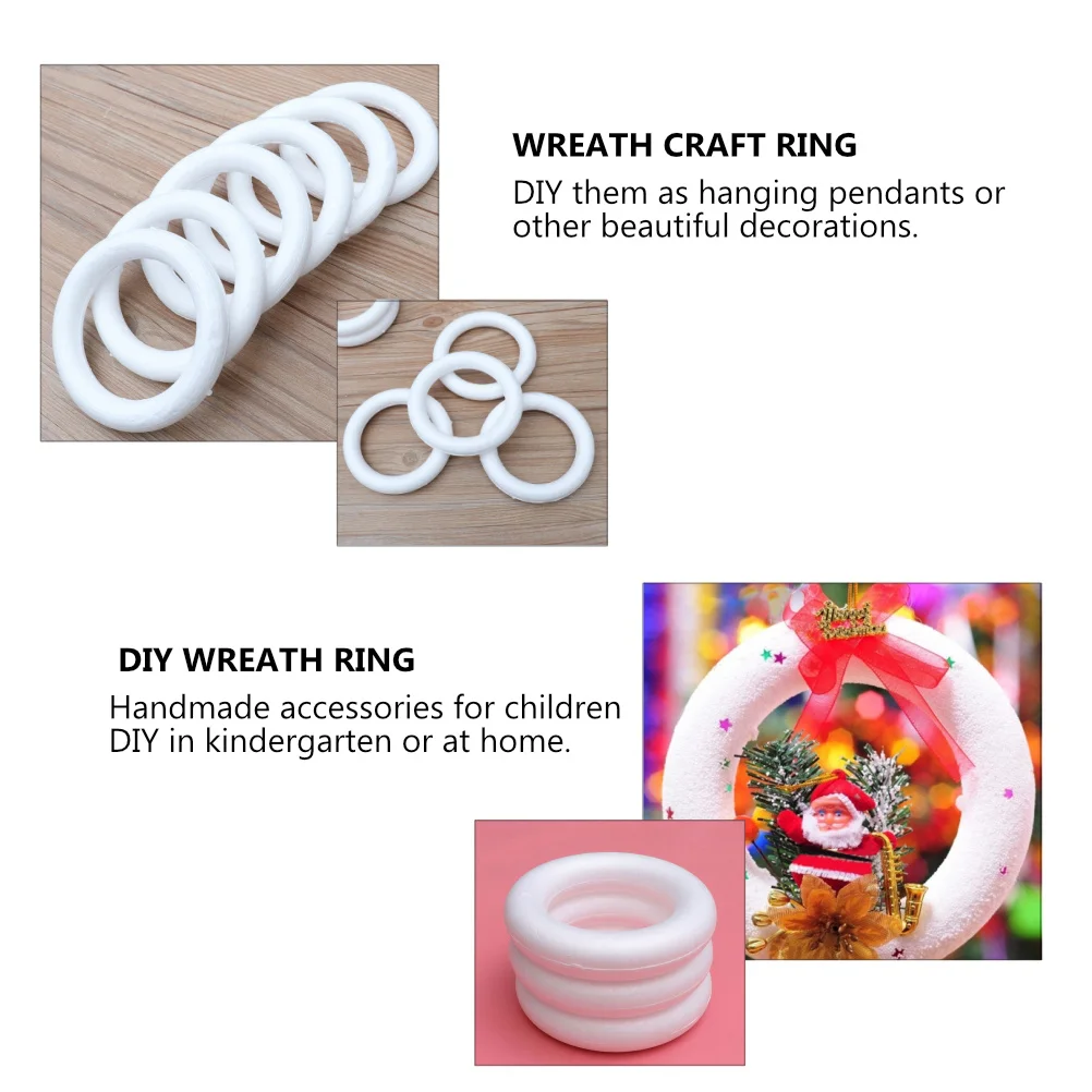 

16 pcs Foam Wreath Forms White Craft Rings For Diy Christmas Decorations Polystyrene Wreath Base Holiday Party Home Decoration