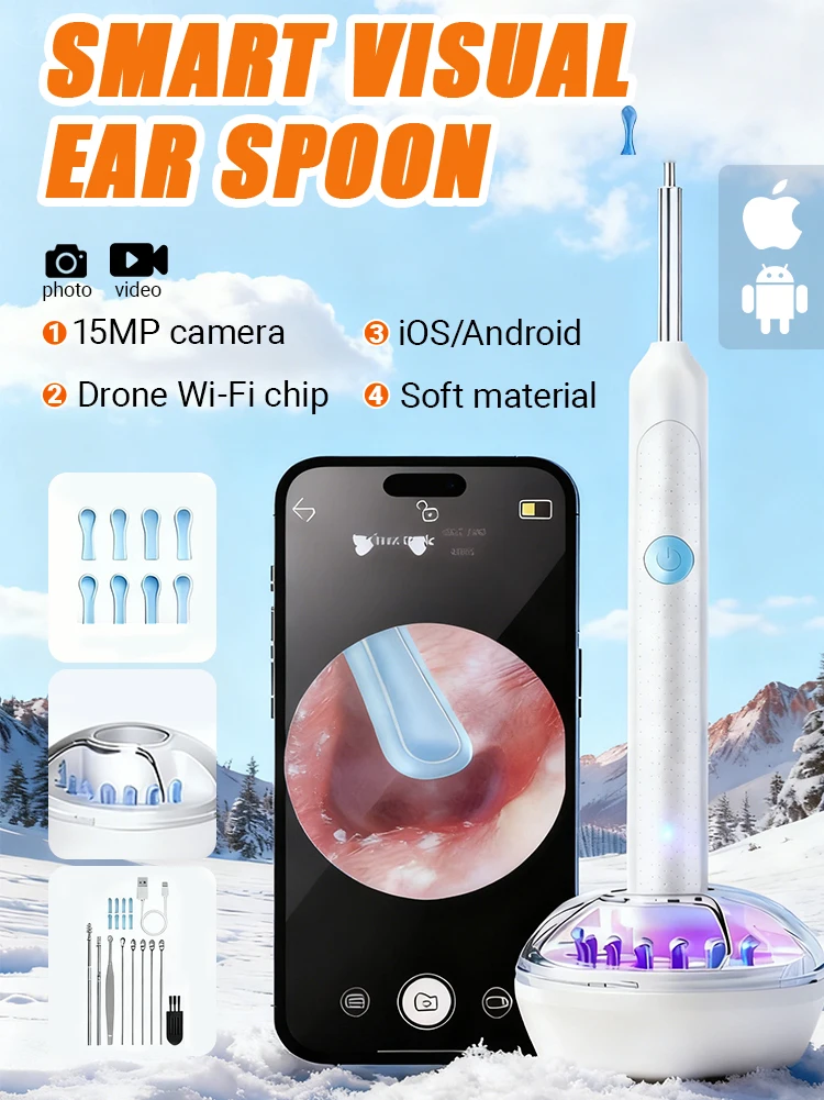

NEW Smart Visual Ear Cleaner with Camera USB C Charging Ear Wax Removal Tool WIFI Connection 6 LED Ear Pick