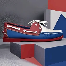 Brand Cow Leather Loafers Classic Boat Shoes Mocassins Handmade Shoes Mens Casual Non-Slip Rubber Outsoles