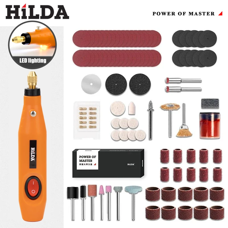 HILDA 12V Mini Diamond Belt Grinding Accessories Set Multi Functional Mini Carving Pen Rotating Tool Carving Pen