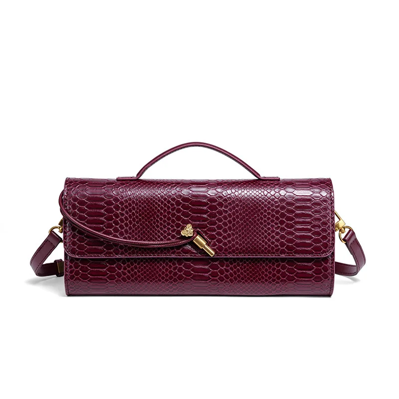 

Fashion Burgundy Clutch Bag Wine Red Envelope Handbags Luxury Alligator Pu Leather Women Shoulder Crossbody Bags Party Purses