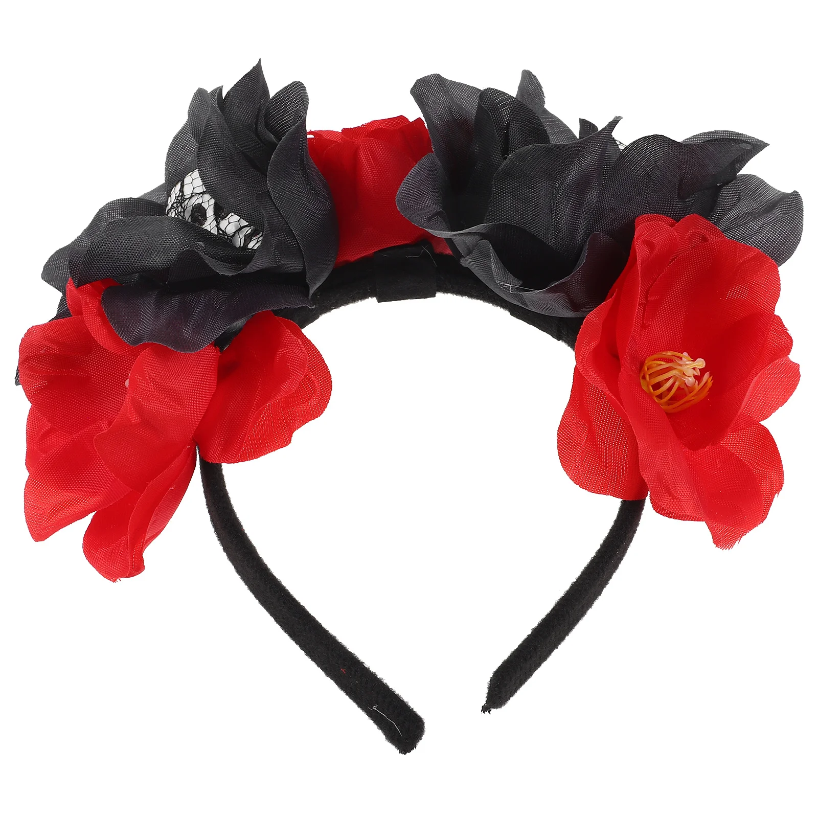 

Skull Flower Headband Halloween Party Accessory Wreath Hair Hoop Rose Decoration Artificial Costume Wearable Fancy Dress High
