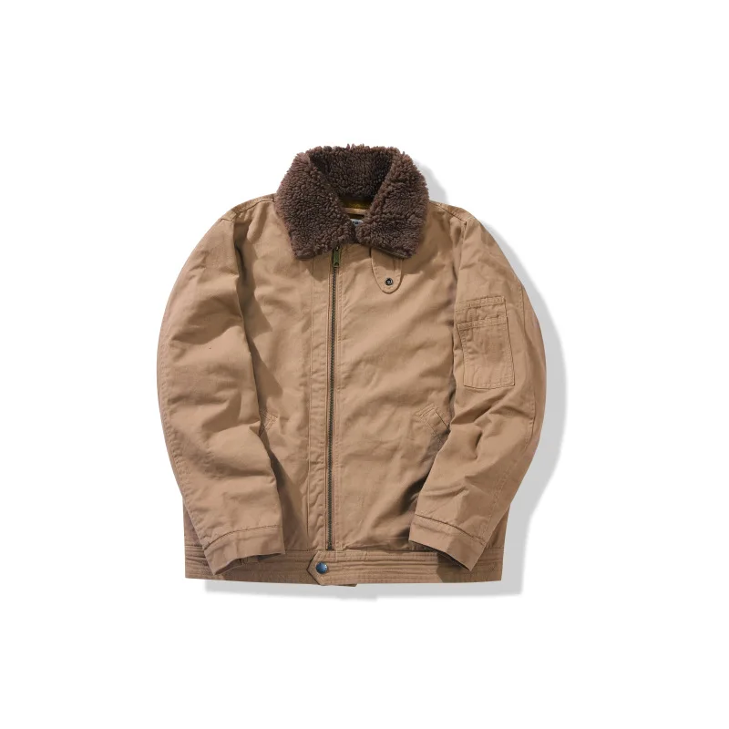 

OKONKWO JUNGLE CLOTH JACKET Sherpa high fleece collar wool pilot jacket outdoor cotton men's thickened parka warm winter jacket