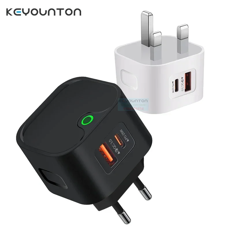 25W USB Type C PD Charge Quick3.0 US EU UK Fast Charge Adapter For iPhone16 15 14 13 Pro Max Huawei Mate70 60 Xiaomi Samsung S24