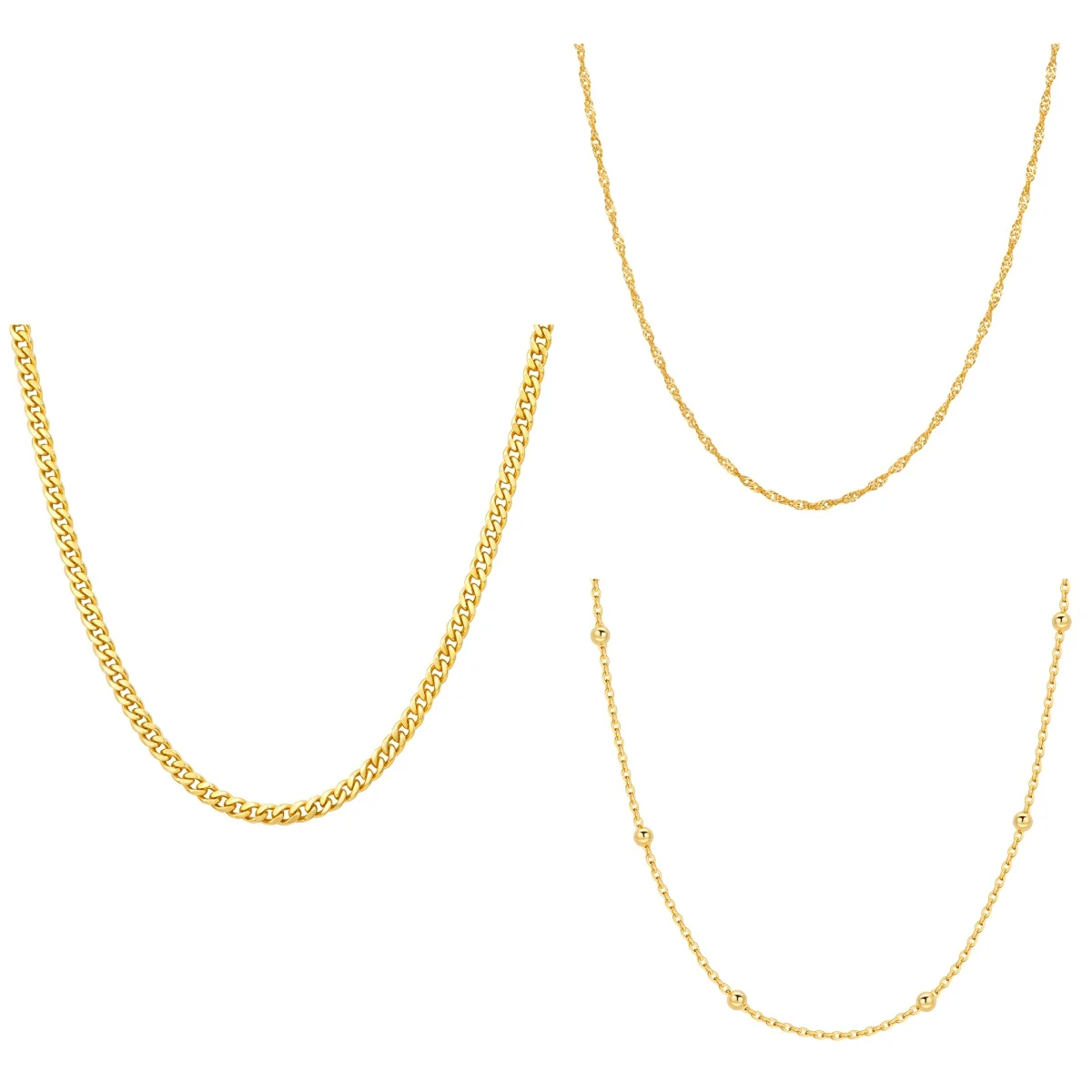 MISEFF S925 Sterling Silver Necklace Versatile Wavy Chain Necklace Master-slave  Necklace Jewelry For Women Gift