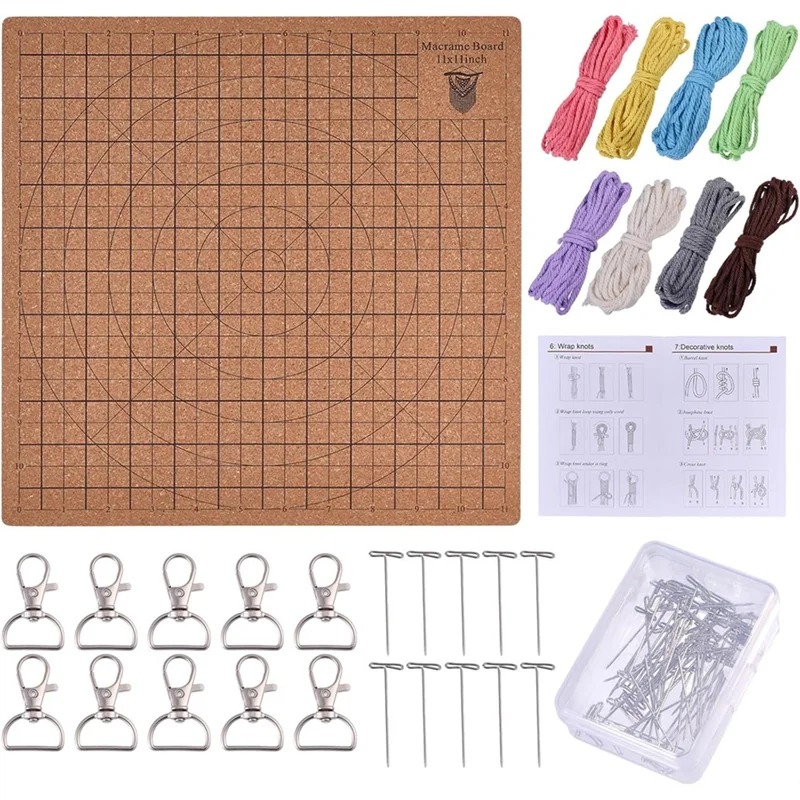 

【B07R】для плетения 11X11 "набор досок для макраме, шнур 40 м, деревянная доска и булавки, 10 шт., брелки для взрослых, начинающих