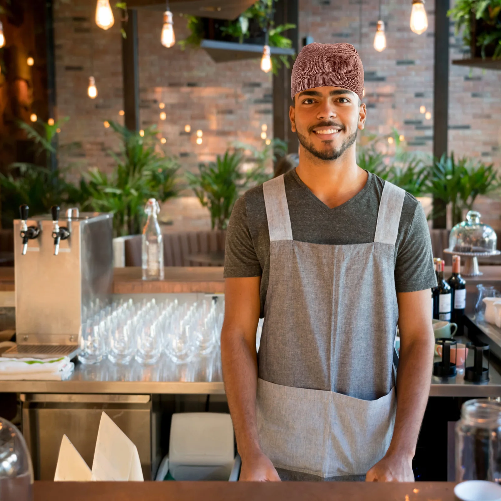2 Stück Kochmützen, Einheitsgröße, passend für die meisten, einfach anzuziehen, langlebige Kochmütze für Restaurants, Hotels, Chef-Turban