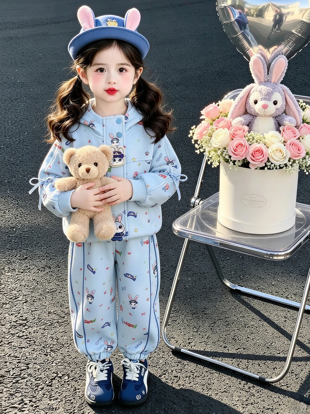 Trendy Zipper Top And Pants Set for Little Girls Autumn Casual Fashionable Baby Clothes Two-Piece Suit Ladylike Style