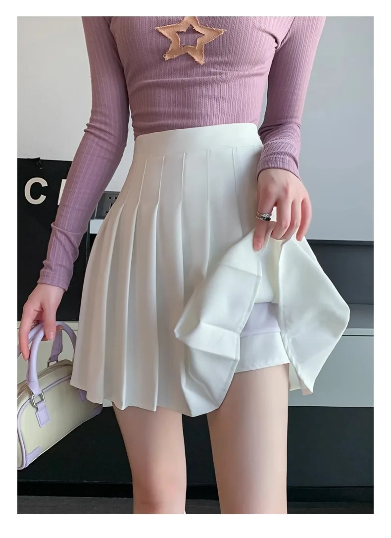 Vintage Koreanischer Stil Patchwork-Rock Harajuku JK Schwarzer Plissierter Rock Gothic Streetwear Hochgeschnittener Minirock Damen Punk-Rock – Detail 17