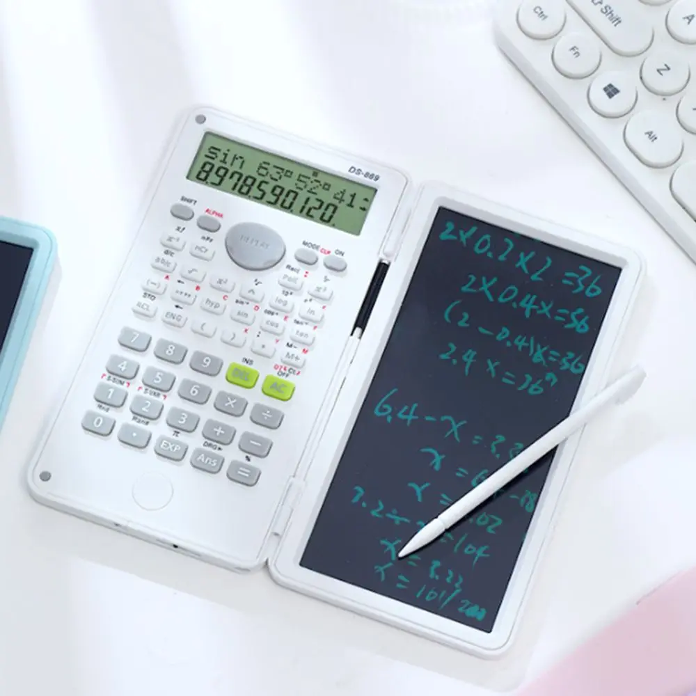2 in 1 Scientific Calculator 6-inch Large Screen Display Office LCD Drawing Pad Erasable Practical LCD Writing Board with Stylus