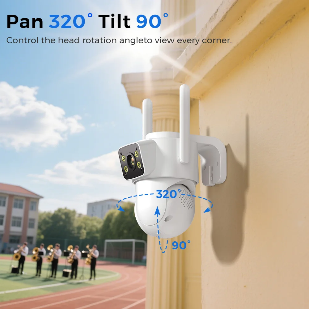 BESDER 4K PTZ Wifi IP Camera 8MP Dual Lens AI Human Detection Wireless Outdoor Security CCTV with Dual Screens ICSEE App Control