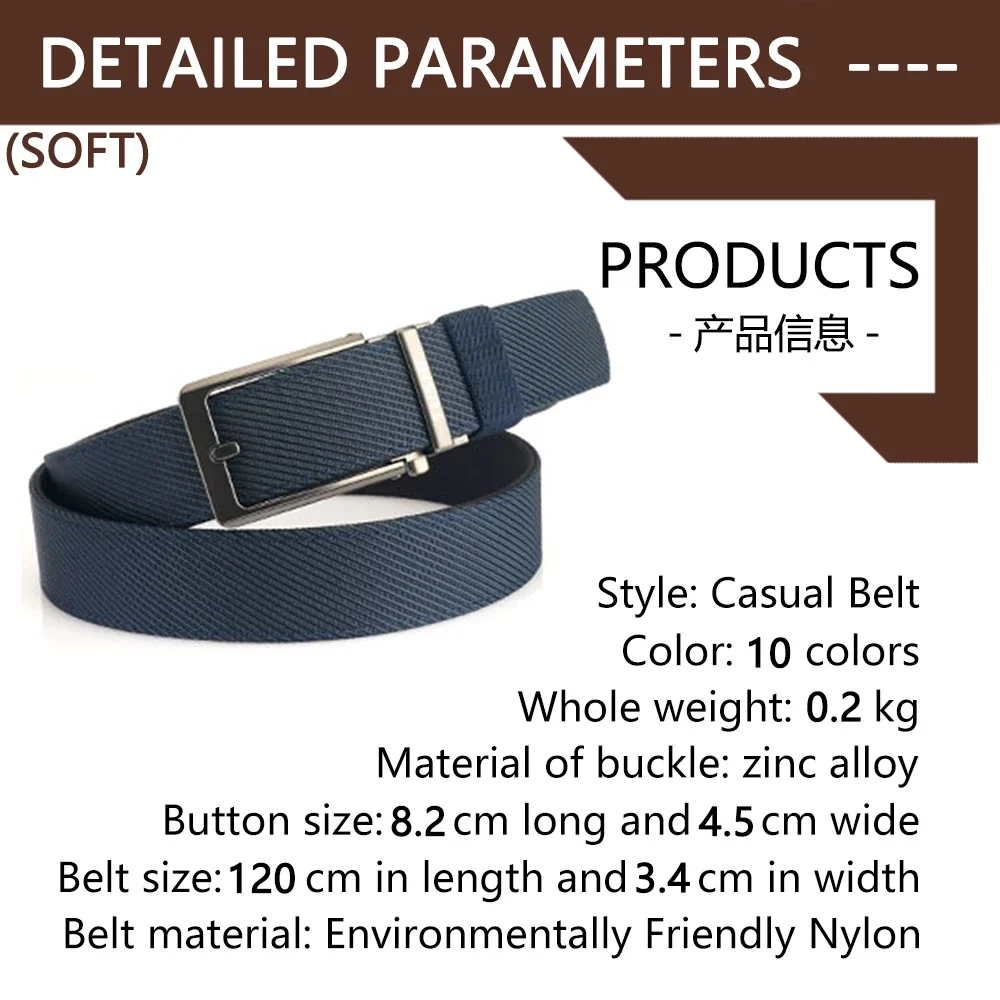 TUSHI Brand New 3.5 Wide Alloy Automatic Buckle Thickened Double-Layer Nylon Soft Mens Belt Versatile Casual Outdoor Pants Belt