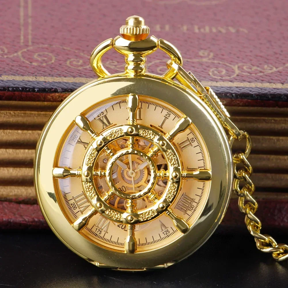 Mechanical Pocket Watch Noble Gold Pocket Watches Men's Pendant Practical Clock Birthday Christmas Gifts for Men Dad