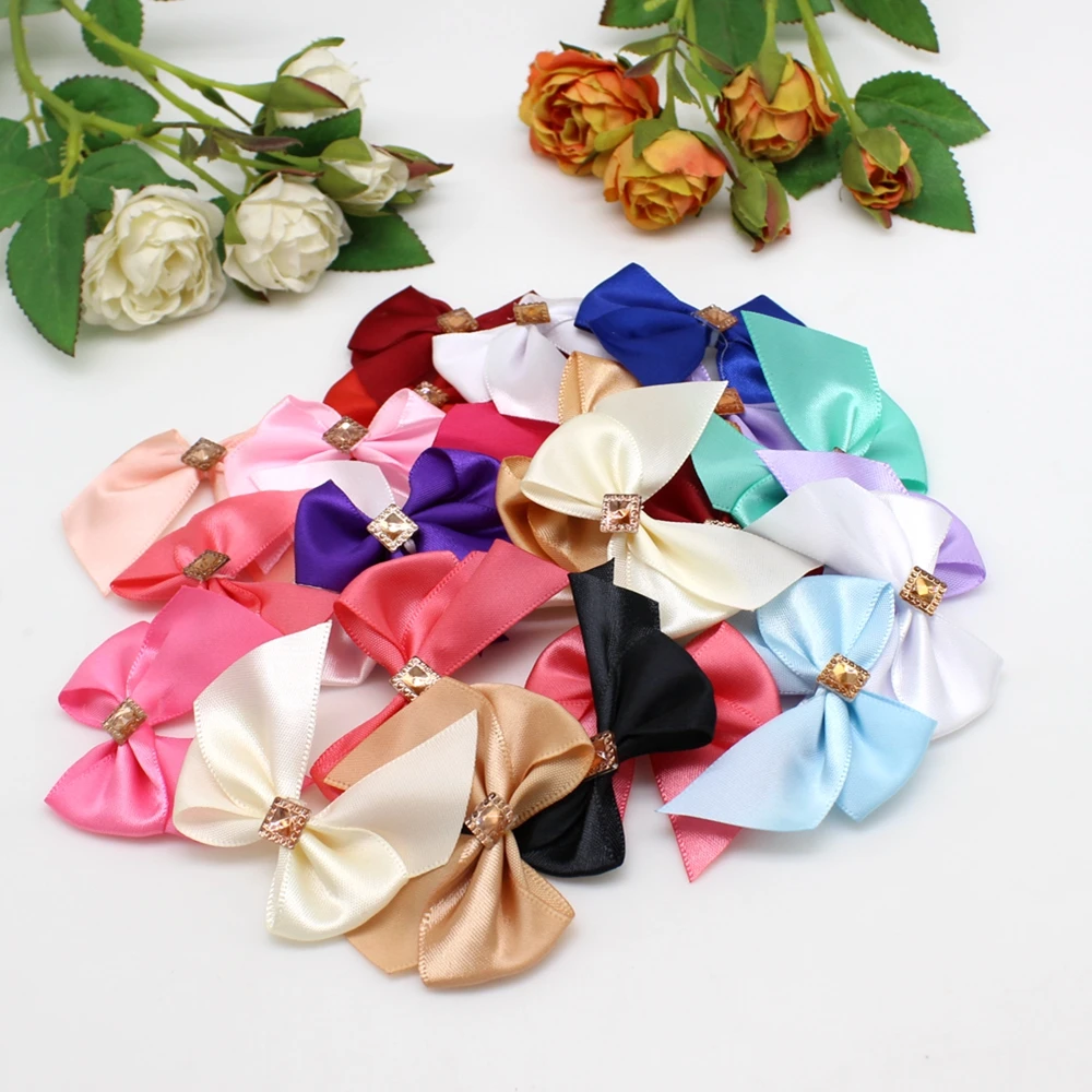 20 or 50PCS 50*50mm Ribbon Bows for Crafts Bowknot  kokardki dekoracyjne mini Craft Supplies Wedding Suppli  Decoration Bows