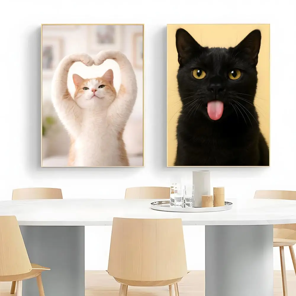 Cute Illustration Cat Expression Poster Wall Art Print Decorative Mural Home Decor Gift Unframed