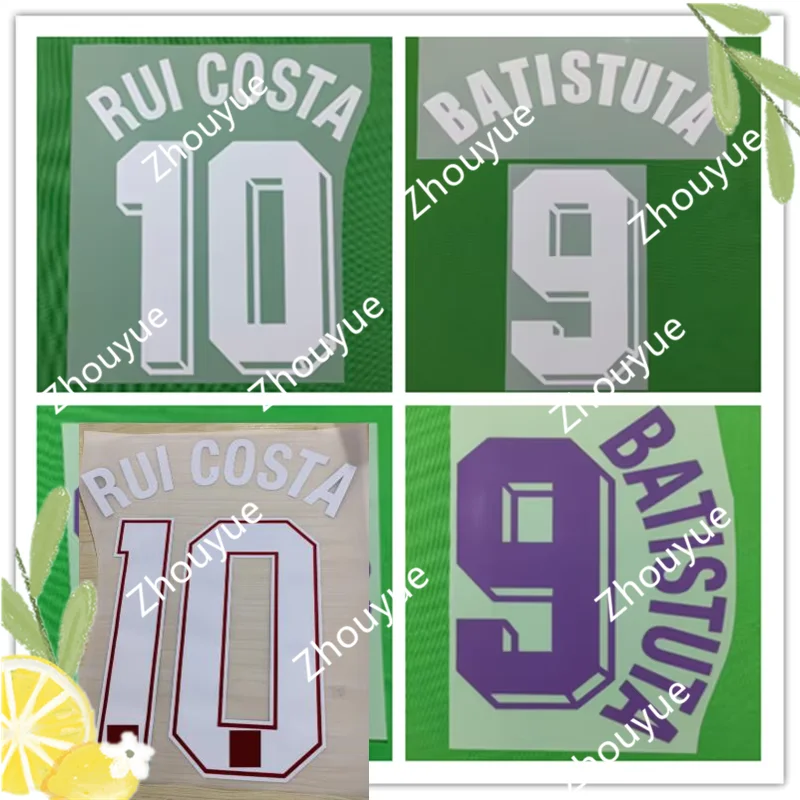 Super A Retro 1992 1997 1998 1999 2000 BATISTUTA RUI COSTA number font print, Hot stamping patches badges