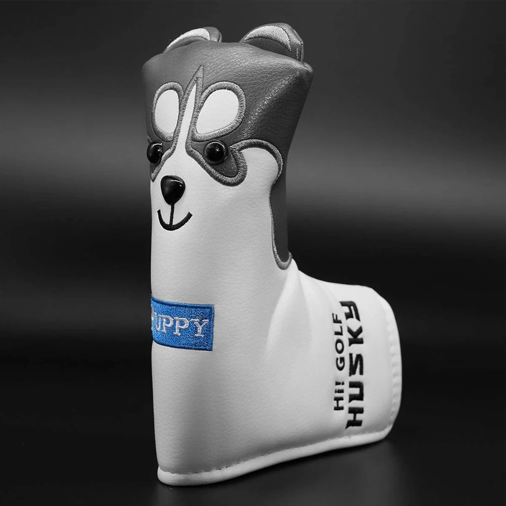 Golfe adorável cão dos desenhos animados putter capa headcover lâmina putters cabeça capa com ímã fecho magnético couro