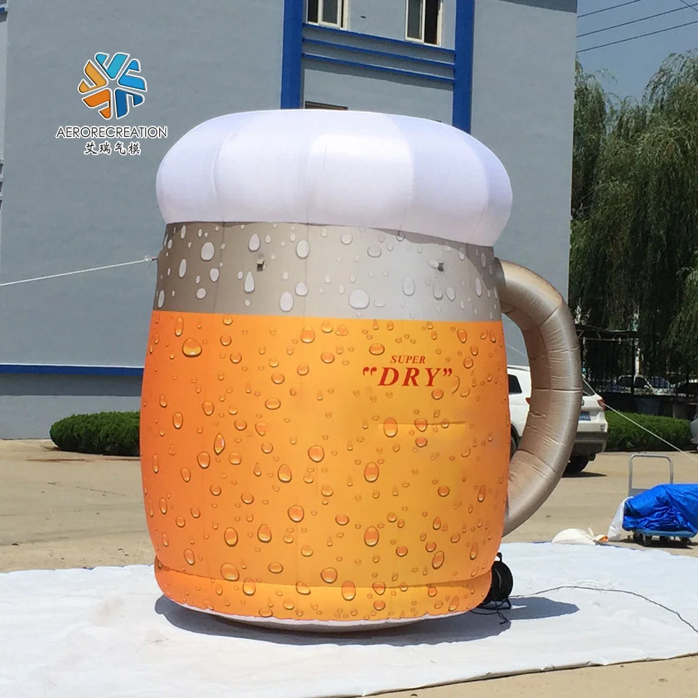 Brand Promotion Custom Giant Inflatable Beer Bottle Cup Model with Light Advertising Inflatables
