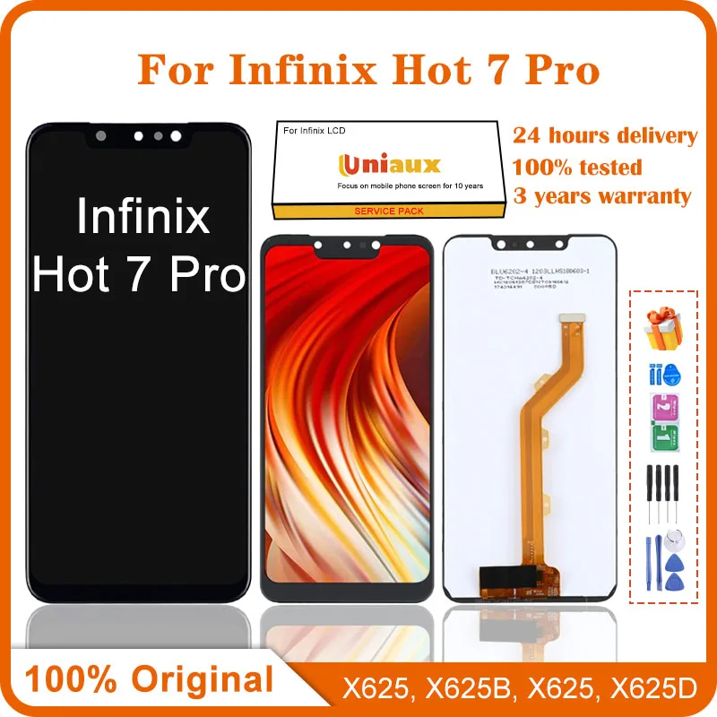 

Для мобильного телефона Infinix Hot 7 Pro, ЖК-экран в сборе, сенсорный экран, замена ЖК-панели