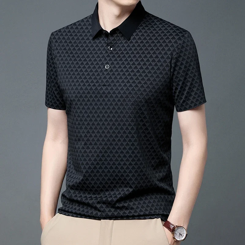 Mens New Casual Lapel T-shirt Summer Thin Slim Fit Good Quality Figure Polo Shirts  Breathable Soft Business Polos Tops