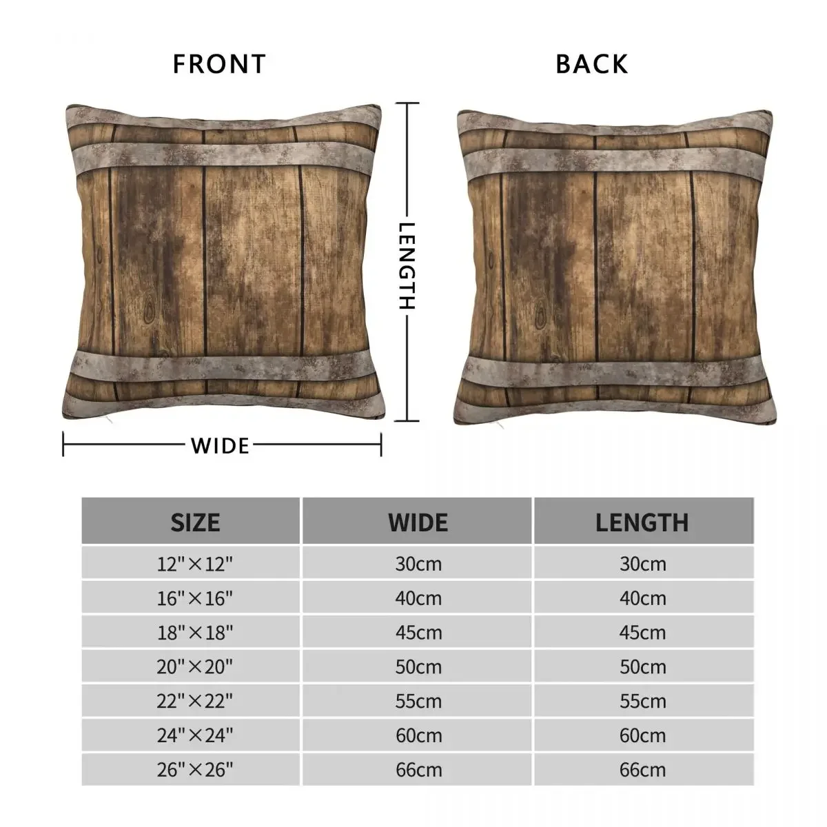 Rustic Wooden Barrel Barn Planks Square Pillowcase Polyester Linen Velvet Pattern Throw Pillow Case Sofa Seater Cushion Cover