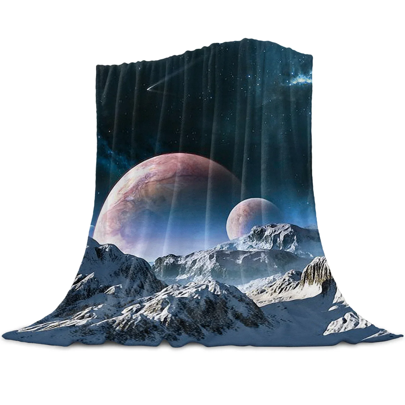 Rocky Mountains Planets Starry Sky Printed Fleece Blanket Bed Throw Soft Bedspread Sheets Sofa Gift Customized Blankets Queen