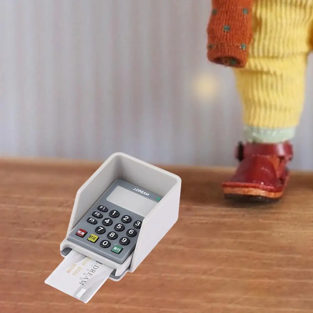 Exquisite Details Cash Register Toy Realistic Dollhouse Credit Card Machine Exquisite Mini Ornament with Detailed for Dollhouse