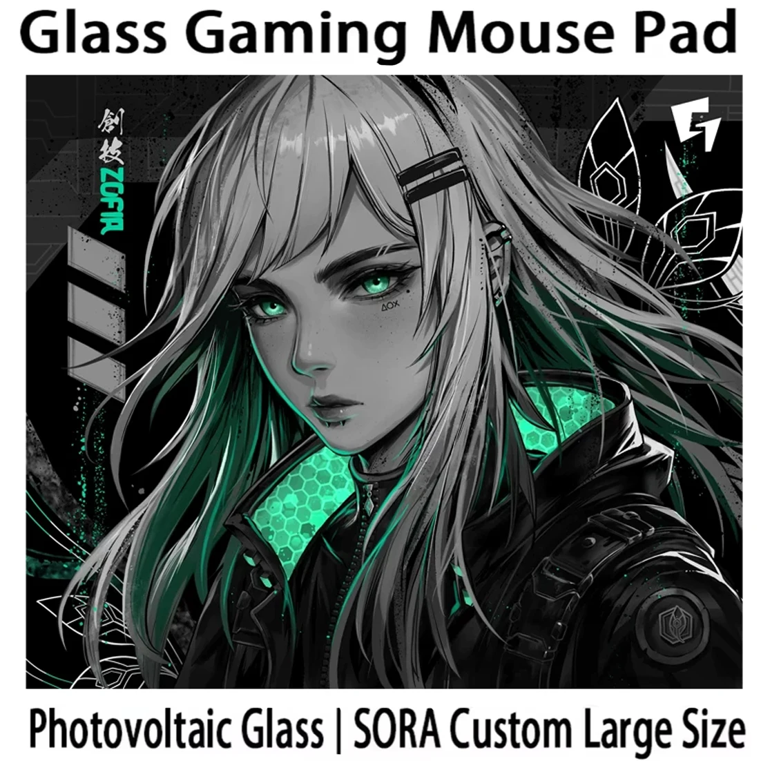G-glssworks Glass Mouse Pad ZOFIA SORA Limited Edition Micro Etching Desk Mat Extra Large Tempered Glass Mousepad for Gaming FPS
