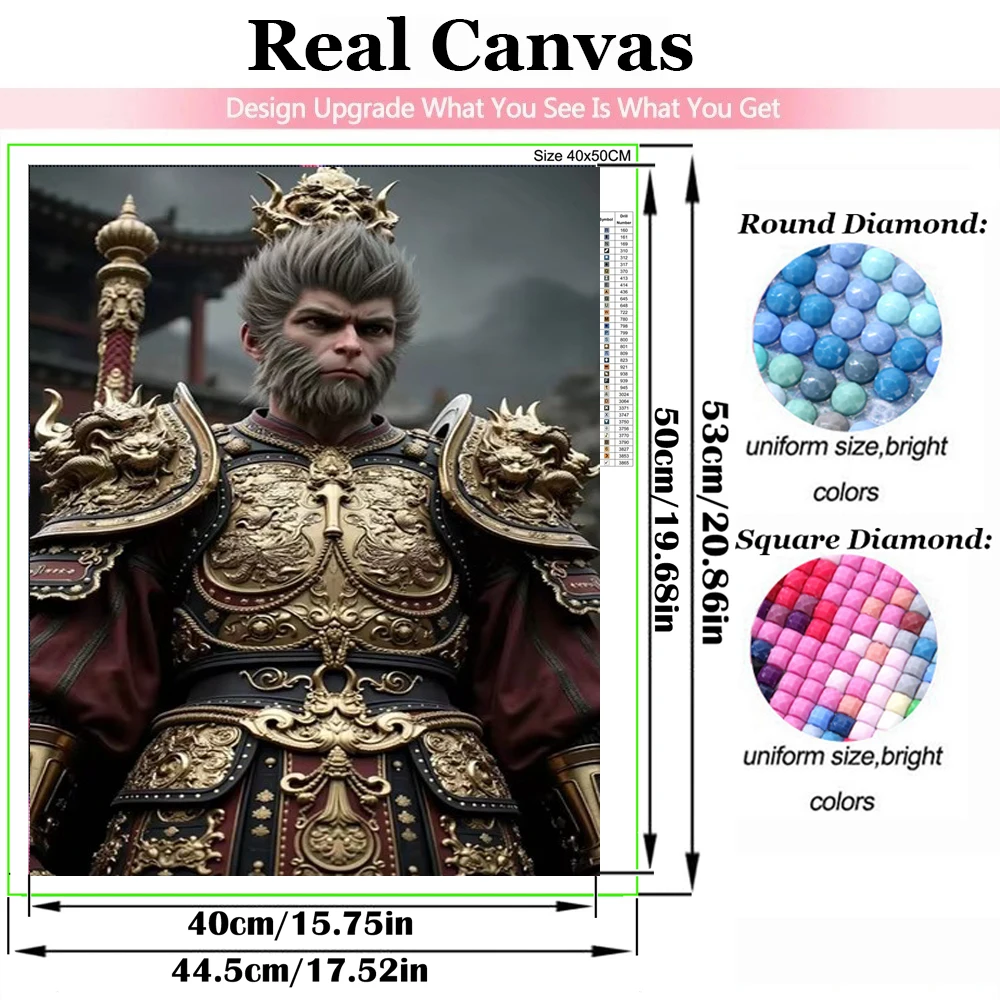 Diamond Art Painting 5D DIY Black Myth Wukong Popular Game Diamond Mosaic Embroidery Chinese Mythology Character Cross Stitch