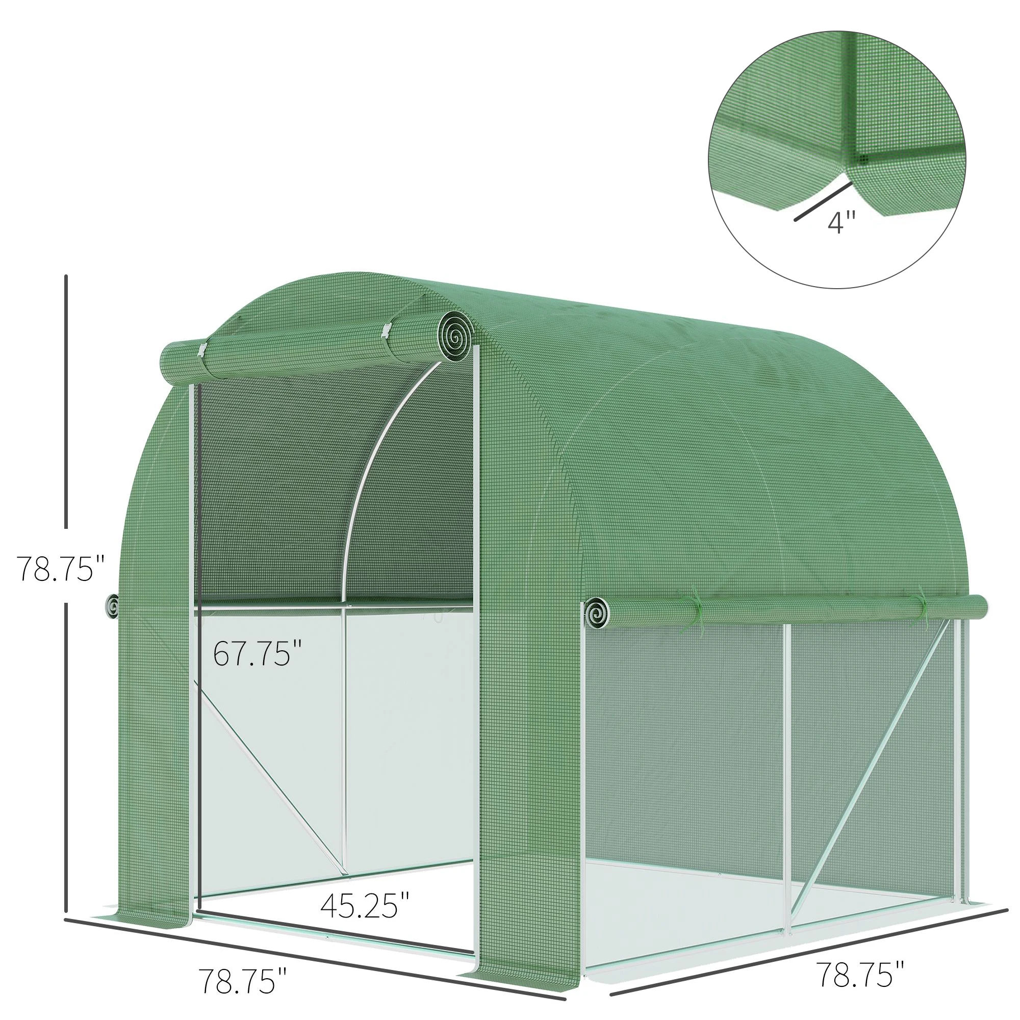 Walk-In Tunnel Greenhouse for Outdoor w/ Roll-up Door, 6.5' x 6.5' x 6.5' Green